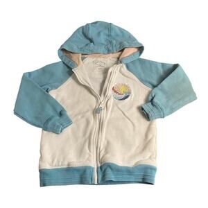 FatFace white light blue wave summer full zip hooded sweatshirt SIZE 8